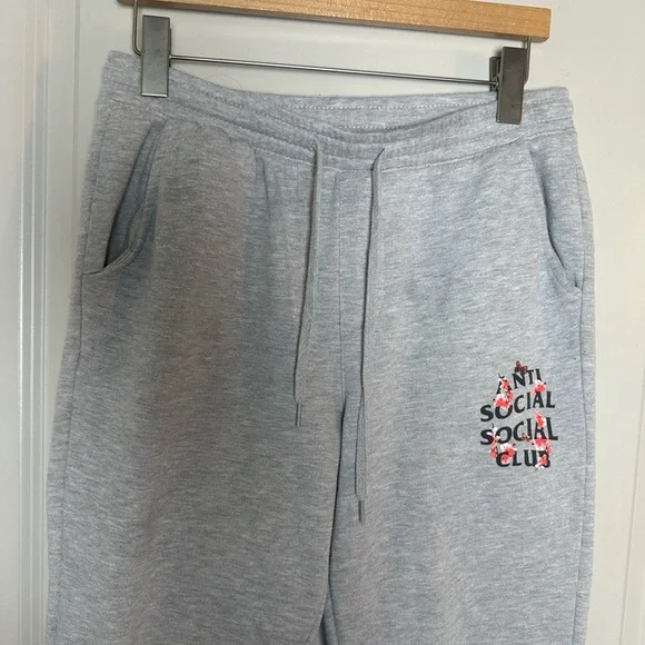 Anti Social Social Club Kkoch Heather Grey Streetwear Sweatpants Joggers, Small
